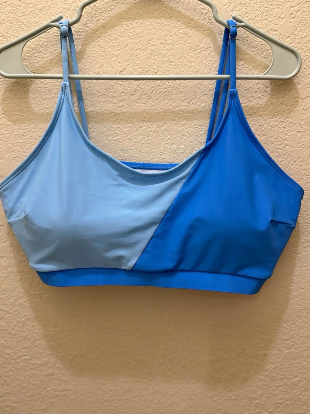 Women's Blue/Light Blue Colorblock Pullover Swim Top Wireless Stretch XXL